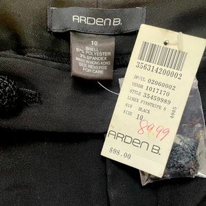 Arden B Black with Silvery Strips Suit Pants. Size 10. Never worn. New with Tags